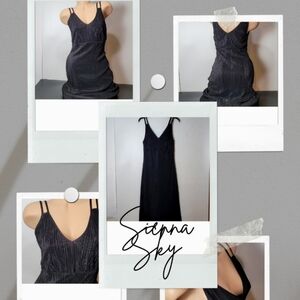 SIENNA SKY LONG BLACK CRINKLE MAXI DRESS